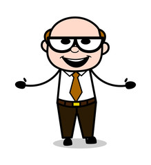 A Host - Retro Cartoon Office old Boss Man Vector Illustration