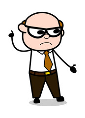 Hand Gesture During Presentation - Retro Cartoon Office old Boss Man Vector Illustration