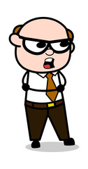 Making Face - Retro Cartoon Office old Boss Man Vector Illustration