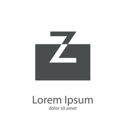 Logotipo letra z min&uacute;scula en cuadrado en espacio negativo en color gris