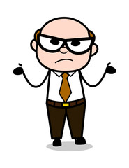 Empty Hands - Retro Cartoon Office old Boss Man Vector Illustration