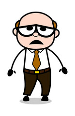 Afraid - Retro Cartoon Office old Boss Man Vector Illustration