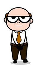 Speechless - Retro Cartoon Office old Boss Man Vector Illustration