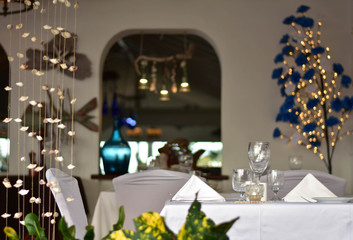 View into open space restaurant.