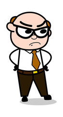 Angry Face - Retro Cartoon Office old Boss Man Vector Illustration