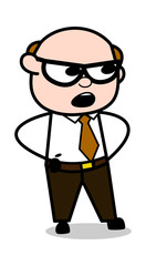 Scolding - Retro Cartoon Office old Boss Man Vector Illustration