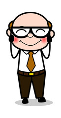 Shy - Retro Cartoon Office old Boss Man Vector Illustration