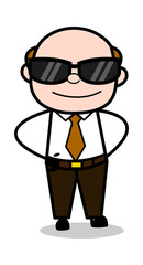 Wearing Trendy Glasses - Retro Cartoon Office old Boss Man Vector Illustration