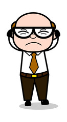 Frustrated - Retro Cartoon Office old Boss Man Vector Illustration