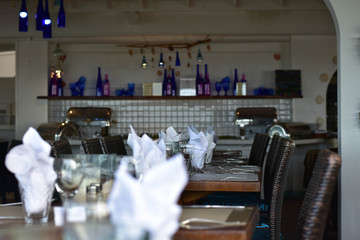View into open space restaurant.