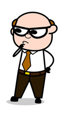 Planning - Retro Cartoon Office old Boss Man Vector Illustration