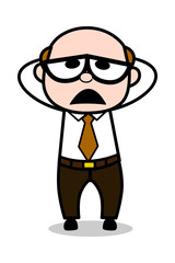 Guilty - Retro Cartoon Office old Boss Man Vector Illustration
