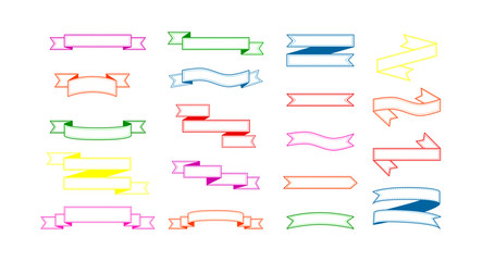 Set black ribbons banners flat Isolated on white background. vector illustration.