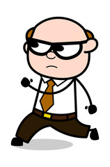 Walking - Retro Cartoon Office old Boss Man Vector Illustration