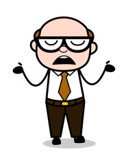 Ignorant - Retro Cartoon Office old Boss Man Vector Illustration