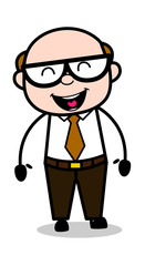 Laughing - Retro Cartoon Office old Boss Man Vector Illustration
