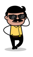 Trendy Sunglasses - Indian Cartoon Man Father Vector Illustration