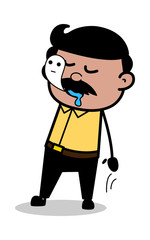 Soul Goes Out from Body - Indian Cartoon Man Father Vector Illustration