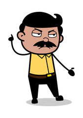 Gesture in Aggression - Indian Cartoon Man Father Vector Illustration
