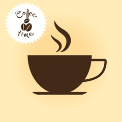 Coffee time. Coffee cup.Coffee beans. Vector illustration