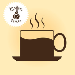 Coffee time. Coffee cup.Coffee beans. Vector illustration