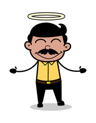 Feeling Blessed - Indian Cartoon Man Father Vector Illustration