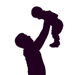 Isolated Silhouette drawing parent and child.