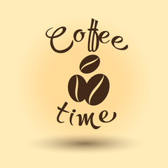 Coffee time with coffee beans. Vector illustration