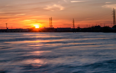 Downtown New Orleans under sunset