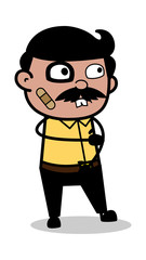 Funny Accidental Face - Indian Cartoon Man Father Vector Illustration