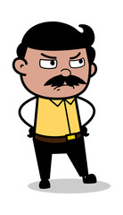 Angry Mood - Indian Cartoon Man Father Vector Illustration