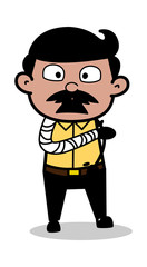 Bandage Hand - Indian Cartoon Man Father Vector Illustration