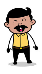 Laughing - Indian Cartoon Man Father Vector Illustration