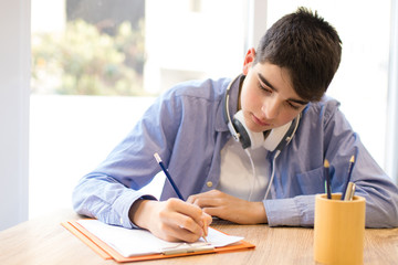 teen student at the desk