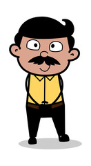 Concentrating - Indian Cartoon Man Father Vector Illustration