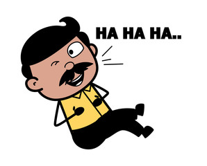 Laughing with Winking Eye - Indian Cartoon Man Father Vector Illustration