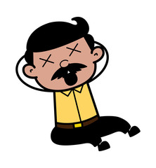 Dizziness - Indian Cartoon Man Father Vector Illustration