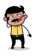 Unwell - Indian Cartoon Man Father Vector Illustration