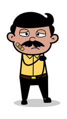 Bandage on Face - Indian Cartoon Man Father Vector Illustration