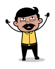 Feeling Glad - Indian Cartoon Man Father Vector Illustration