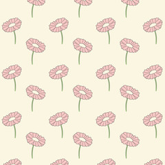 Beautiful Botanical Gerber Daisy. Seamless Repeating Floral Pattern. Tiles perfectly.