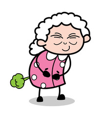 Fart - Old Cartoon Granny Vector Illustration