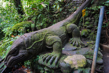 A stone statue of the Komodo monitor, Ubud, Bali, Indonesia.