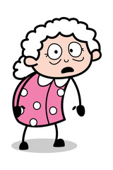 Obraz premium Terrified - Old Cartoon Granny Vector Illustration