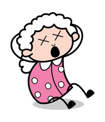 Screaming in Pain - Old Cartoon Granny Vector Illustration