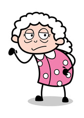 Tired - Old Cartoon Granny Vector Illustration