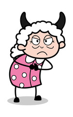 Evil - Old Cartoon Granny Vector Illustration