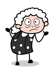 Unaware - Old Cartoon Granny Vector Illustration