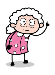 Reminding - Old Cartoon Granny Vector Illustration