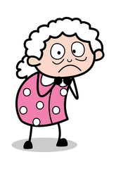 Scared - Old Cartoon Granny Vector Illustration